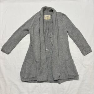 Anthropologie Angel of the North Cardigan Womens XS Gray 100% Cotton Chunky Knit